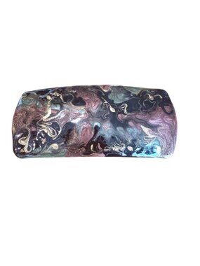 Multicolor Swirl Abstract VTG Hair Barrette Gold Green Black Purple Accents